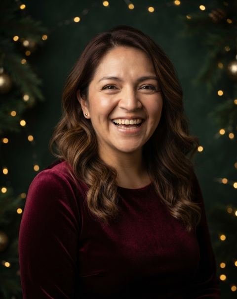 Retrato de mamá con prenda de terciopelo